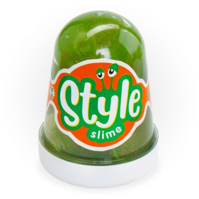 Сл-019 STYLE SLIME блестящий "Зеленый с ароматом яблока", 130мл.