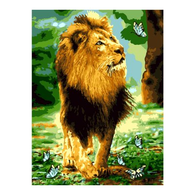 Раскраска по номерам "Игривый лев"