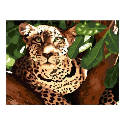 Кпн-007 Картина по номерам на картоне 28,5*38 см "Леопард"