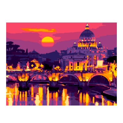 Кпн-013 Картина по номерам на картоне 28,5*38 см "Римский закат"