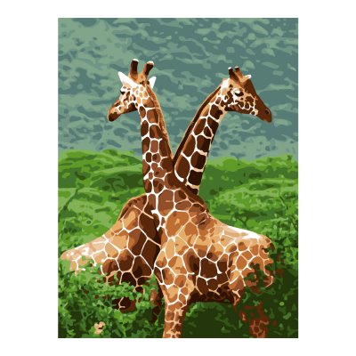 Кпн-031 Картина по номерам на картоне 28,5*38 см "Жирафы"