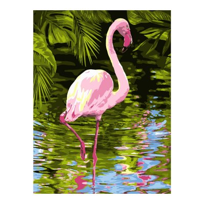 Кпн-036 Картина по номерам на картоне 28,5*38 см "Фламинго"