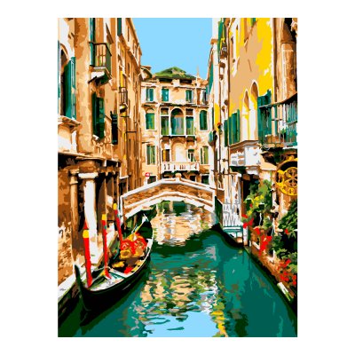 Кпн-040 Картина по номерам на картоне 28,5*38 см "Канал в Венеции"