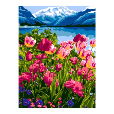 Кпн-046 Картина по номерам на картоне 28,5*38 см "Тюльпаны"