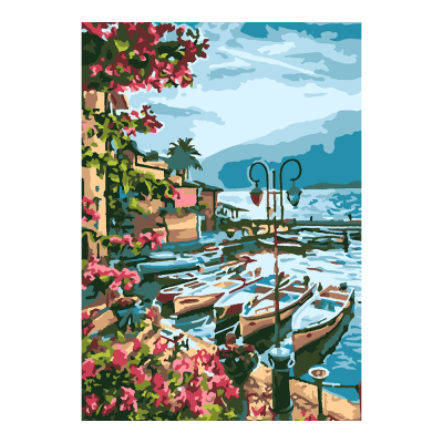 Кпн-086 Картина по номерам на картоне 20*28,5 см "Озеро Гарда"