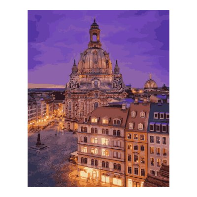 Кпн-179 Картина по номерам на картоне 40*50 см "Вечерний Дрезден"