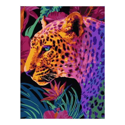 Кпн-077 Картина по номерам на картоне 28,5*38 см "Стильный леопард"