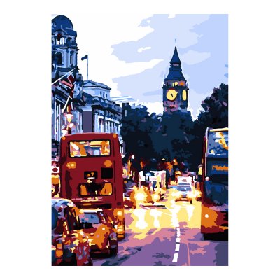 Кпн-143 Картина по номерам на картоне 20*28,5 см "Улица Лондона"
