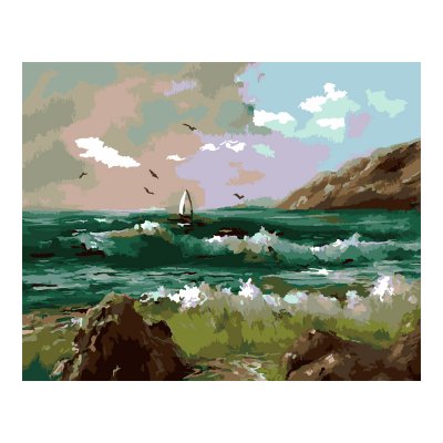 Кпн-201 Картина по номерам на картоне 40*50 см "Море"