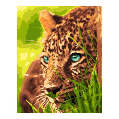 Кпн-205 Картина по номерам на картоне 40*50 см "Красивый леопард"