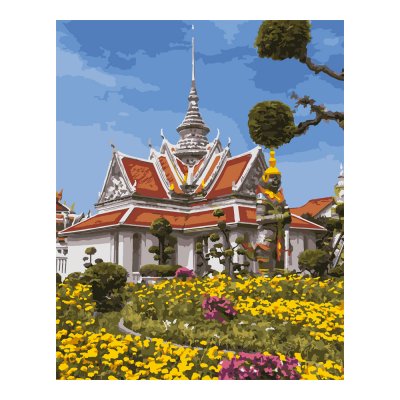 Кпн-213 Картина по номерам на картоне 40*50 см "Храм Бангкока"