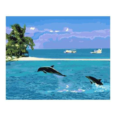 Кпн-221 Картина по номерам на картоне 40*50 см "Морские красоты"
