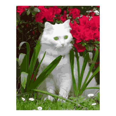 Кпн-210 Картина по номерам на картоне 40*50 см "Котик в саду"