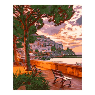 Кпн-217 Картина по номерам на картоне 40*50 см "Итальянское побережье"
