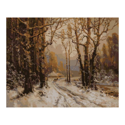 Рх-053 Картина по номерам холст на подрамнике 40*50см "Дорога в зимнем лесу"