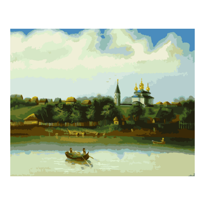 Рх-056 Картина по номерам холст 40*50 см "Вид города Романова-Борисоглебска со стороны Волги"