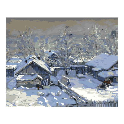 Рх-061 Картина по номерам холст на подрамнике 40*50см "Зима. Морозный день"