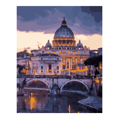 Рх-074 Картина по номерам холст на подрамнике 40*50см "Вечерний Ватикан"