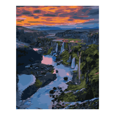 Рх-075 Картина по номерам "Долина водопадов"