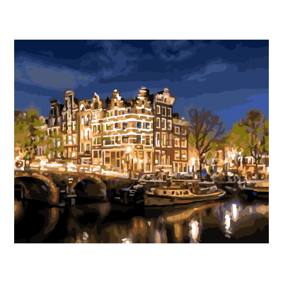 Рх-087 Картина по номерам холст на подрамнике 40*50см "Канал в Амстердаме"