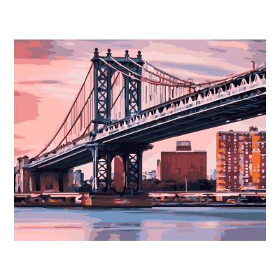 Рх-104 Картина по номерам холст на подрамнике 40*50см "Мост в Манхэттене"