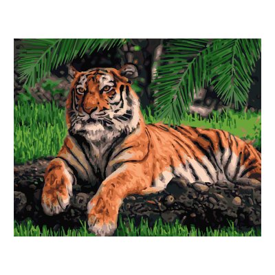 Кпн-231 Картина по номерам на картоне 40*50 см "Грациозный тигр"