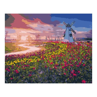 Рх-102 Картина по номерам холст на подрамнике 40*50см "Тюльпановое поле"