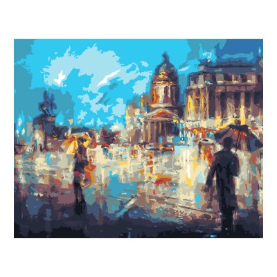 Кпн-242 Картина по номерам на картоне 40*50 см "Санкт-Петербург. Вид на Исаакиевский собор"