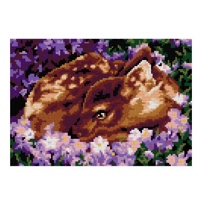 Ам-080 Алмазная мозаика 21*30 см (полное заполнение) "Оленёнок в цветах"