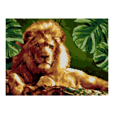 Ам-060 Алмазная мозаика 30*40 см (частичное заполнение) "Мудрый лев"