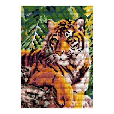 Ам-084 Алмазная мозаика 21*30 см (полное заполнение) "Тигр на камне"