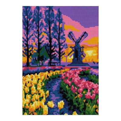 Ам-089 Алмазная мозаика 21*30 см (полное заполнение) "Долина тюльпанов"