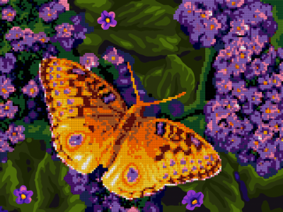 Ам-010 Алмазная мозаика 30*40 см (частичное заполнение) "Фиолетовые цветочки"