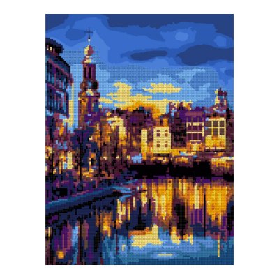 Ам-011 Алмазная мозаика 30*40 см (частичное заполнение) "Канал в Амстердаме"