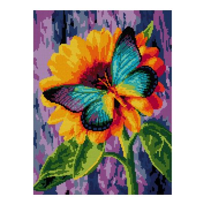 Ам-048 Алмазная мозаика 30*40 см (полное заполнение) "Бабочка на цветке"
