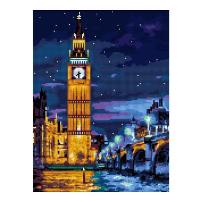 Ам-047 Алмазная мозаика 30*40 см (частичное заполнение) "Ночь в Лондоне"