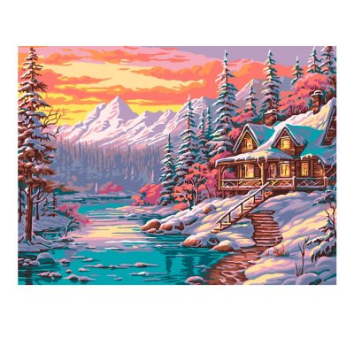Кпн-312 Картина по номерам на картоне 28,5*38 см "Дом в горах"