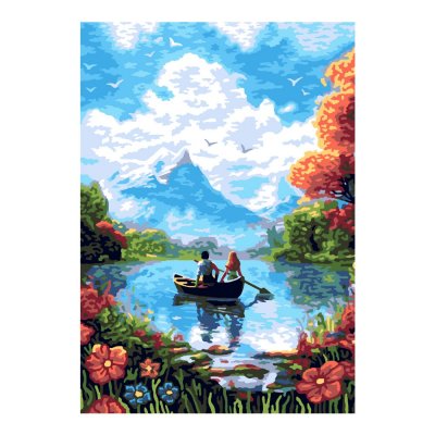 Кпн-319 Картина по номерам на картоне 20*28,5 см "Озеро в горах"