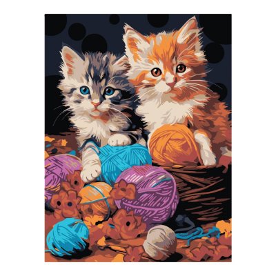 Кпн-336 Картина по номерам на картоне 20*28,5 см "Котята с пряжей"