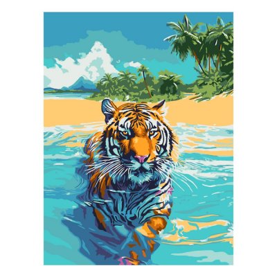 Кпн-354 Картина по номерам на картоне 28,5*38 см "Тигр"