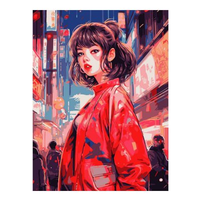 Рх-169 Картина по номерам холст на подрамнике 30*40 см "Девушка в Токио"