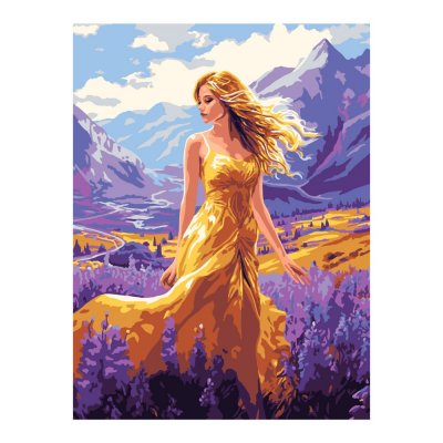 Кпн-378 Картина по номерам на картоне 28,5*38 см "Золотое платье"