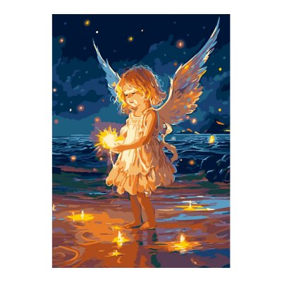 Кпн-374 Картина по номерам на картоне 20*28,5 см "Маленький ангел"