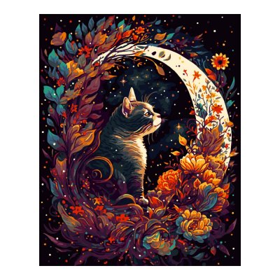 Рх-174 Картина по номерам холст на подрамнике 40*50см "Лунный кот"