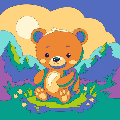 Рхд-031 Картина по номерам детская (холст на подрамнике 20*20) "Медвежонок"